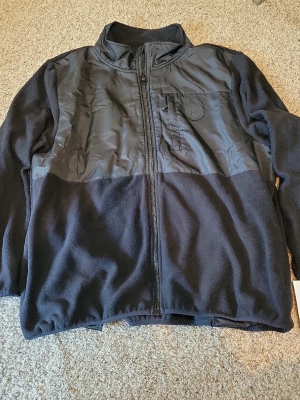 Perry Ellis Men's Two-Tone Black Performance Fleece Jacket